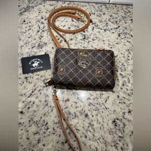 Beverly Hills Polo Club Brown Wristlet Crossbody Bag